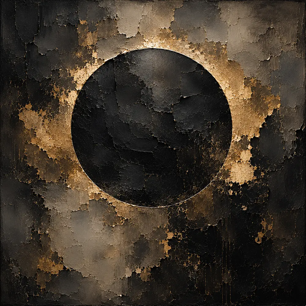 Antique Gold Eclipse Living Room Wall Art Canvas Print