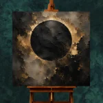 Antique Gold Eclipse Living Room Wall Art Canvas Print - Image 2