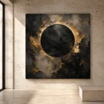 Antique Gold Eclipse Living Room Wall Art Canvas Print - Image 3