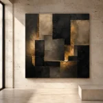 Gilded Geometric Living Room Wall Art Canvas Print - Image 3