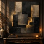 Gilded Geometric Living Room Wall Art Canvas Print - Image 4