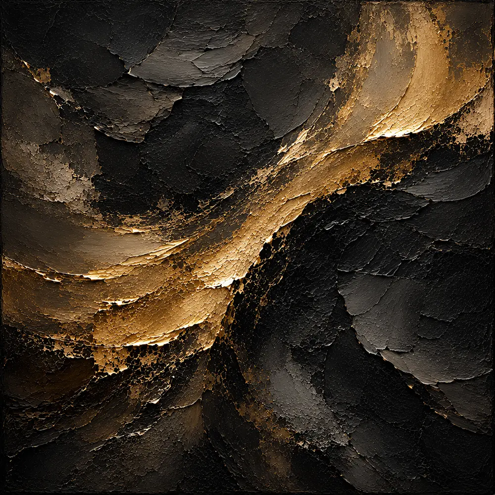 Golden Veil Black Living Room Wall Art Canvas Print