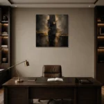 Gilded Obsidian Column Living Room Wall Art Canvas Print displayed in a contemporary gallery-inspired room
