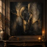 Antique Gold Relic Living Room Wall Art Canvas Print - Image 4