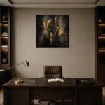 Antique Gold Relic Living Room Wall Art Canvas Print displayed in a contemporary gallery-inspired room
