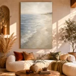 Misted Blue Coastal Living Room Wall Art Canvas Print - Image 8