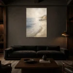 Luminous Tide Coastal Living Room Wall Art Canvas Print shown in a warm modern interior