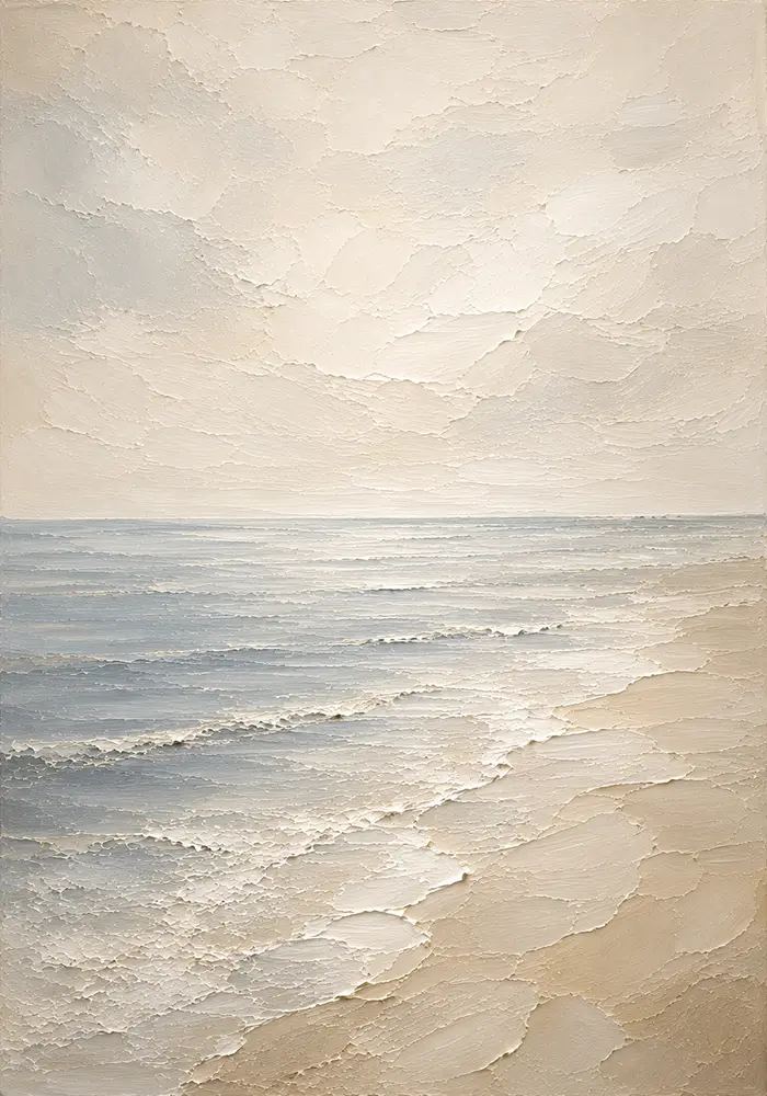 Airy Horizon Coastal Living Room Wall Art Canvas Print