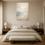 Airy Horizon Coastal Living Room Wall Art Canvas Print showcased in an elegant minimalist interior