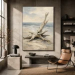 Weathered Driftwood Coastal Living Room Wall Art Canvas Print - Image 3