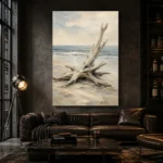 Weathered Driftwood Coastal Living Room Wall Art Canvas Print - Image 4