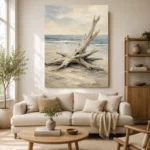 Weathered Driftwood Coastal Living Room Wall Art Canvas Print - Image 7