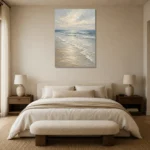 Pearl Surf Coastal Living Room Wall Art Canvas Print showcased in an elegant minimalist interior