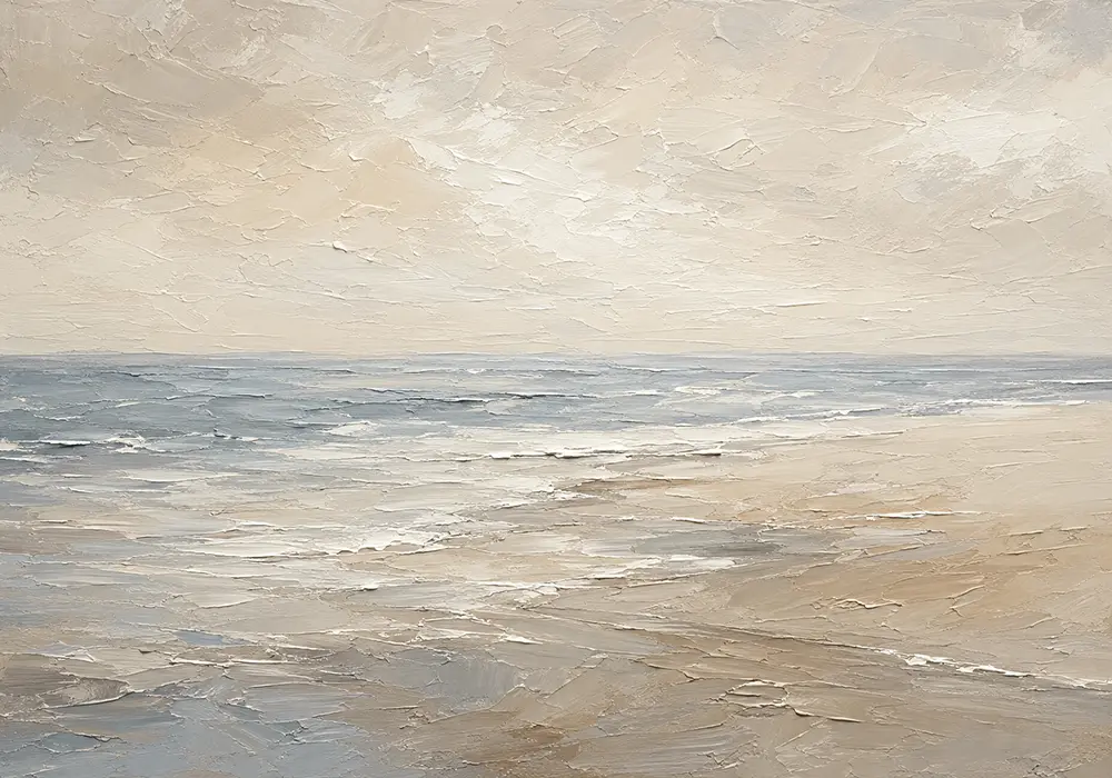 Serene Blue-Gray Coastal Horizon Living Room Wall Art Canvas Print