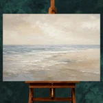Serene Blue-Gray Coastal Horizon Living Room Wall Art Canvas Print - Image 2
