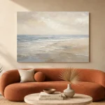 Serene Blue-Gray Coastal Horizon Living Room Wall Art Canvas Print - Image 3