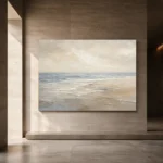 Serene Blue-Gray Coastal Horizon Living Room Wall Art Canvas Print - Image 5