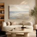 Serene Blue-Gray Coastal Horizon Living Room Wall Art Canvas Print - Image 6