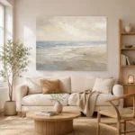Serene Blue-Gray Coastal Horizon Living Room Wall Art Canvas Print - Image 7