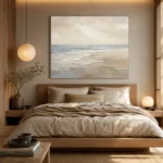 Serene Blue-Gray Coastal Horizon Living Room Wall Art Canvas Print - Image 8
