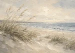 Windswept Dunes Coastal Living Room Wall Art Canvas Print