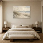 Windswept Dunes Coastal Living Room Wall Art Canvas Print showcased in an elegant minimalist interior