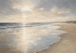 Pearl Tide Line Coastal Living Room Wall Art Canvas Print