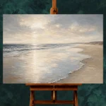 Pearl Tide Line Coastal Living Room Wall Art Canvas Print - Image 2