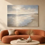 Pearl Tide Line Coastal Living Room Wall Art Canvas Print - Image 3
