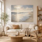 Pearl Tide Line Coastal Living Room Wall Art Canvas Print - Image 7