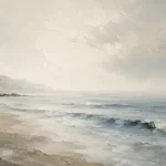 Misty Shoreline Coastal Living Room Wall Art Canvas Print