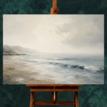 Misty Shoreline Coastal Living Room Wall Art Canvas Print - Image 2