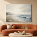 Misty Shoreline Coastal Living Room Wall Art Canvas Print - Image 3