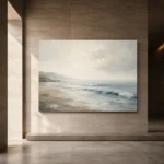 Misty Shoreline Coastal Living Room Wall Art Canvas Print - Image 5