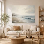 Misty Shoreline Coastal Living Room Wall Art Canvas Print - Image 7