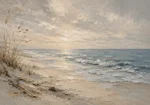 Weathered Shoreline Coastal Living Room Wall Art Canvas Print
