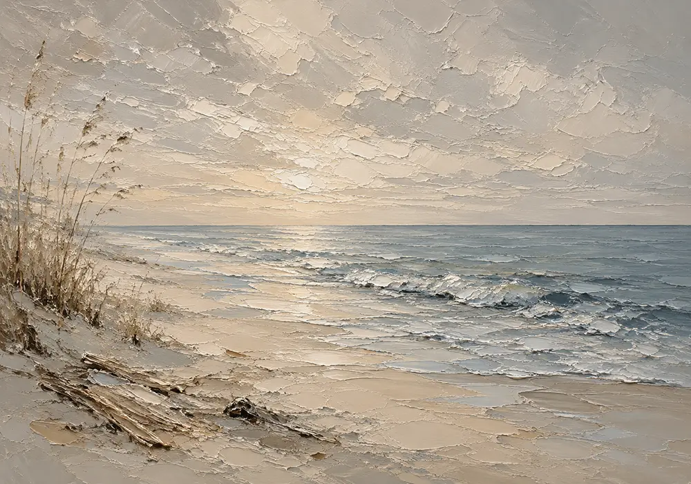 Weathered Shoreline Coastal Living Room Wall Art Canvas Print