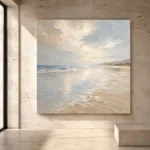 Pearl Horizon Coastal Living Room Wall Art Canvas Print - Image 3