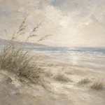 Windswept Dune Grass Coastal Living Room Wall Art Canvas Print