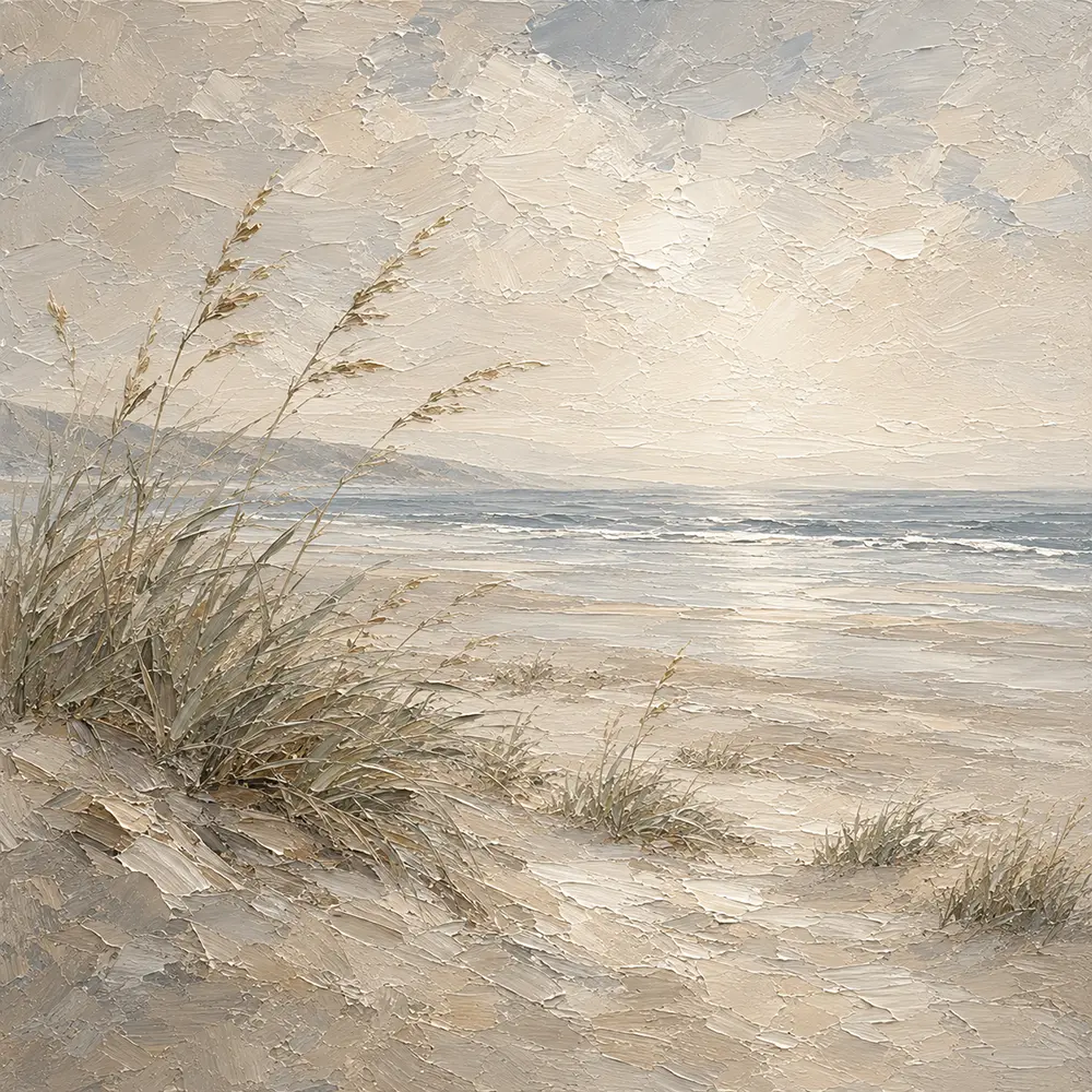 Windswept Dune Grass Coastal Living Room Wall Art Canvas Print