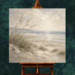 Windswept Dune Grass Coastal Living Room Wall Art Canvas Print - Image 2