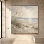 Windswept Dune Grass Coastal Living Room Wall Art Canvas Print - Image 3