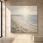 Pearl Shell Shore Coastal Living Room Wall Art Canvas Print - Image 3