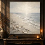 Pearl Shell Shore Coastal Living Room Wall Art Canvas Print - Image 4