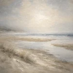 Misty Sandbars Coastal Living Room Wall Art Canvas Print