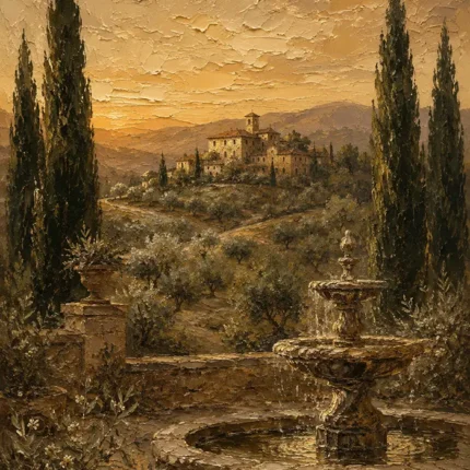 Serene Old World Country Estate Living Room Wall Art Canvas Print