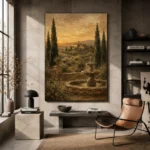Serene Old World Country Estate Living Room Wall Art Canvas Print - Image 3