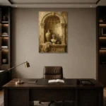 Classical Architectural Alcove Living Room Wall Art Canvas Print displayed in a contemporary gallery-inspired room