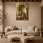Classical Architectural Alcove Living Room Wall Art Canvas Print presented in a sophisticated home setting