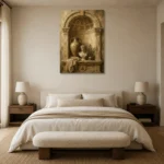 Classical Architectural Alcove Living Room Wall Art Canvas Print showcased in an elegant minimalist interior